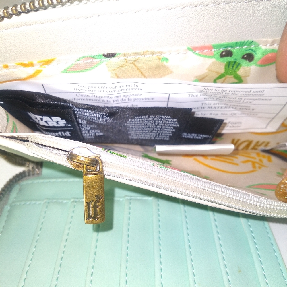 LoungeFly Star Wars Mandalorian Child Craddle Zip Around Wallet w/Yoda Bop It - Picture 8 of 12